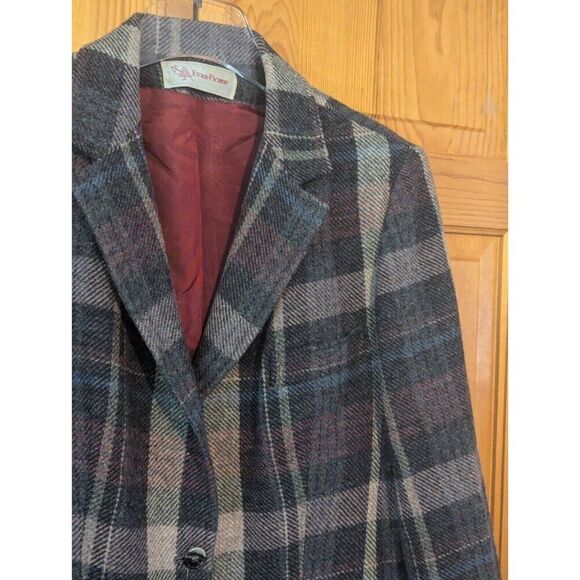 Evan Picone Blazer Academia Plaid 100% Wool Jacket Size 14 - Picture 2 of 16